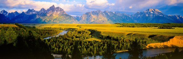 A shot showing the vast expanse of the Teton Range and the beauty of the park